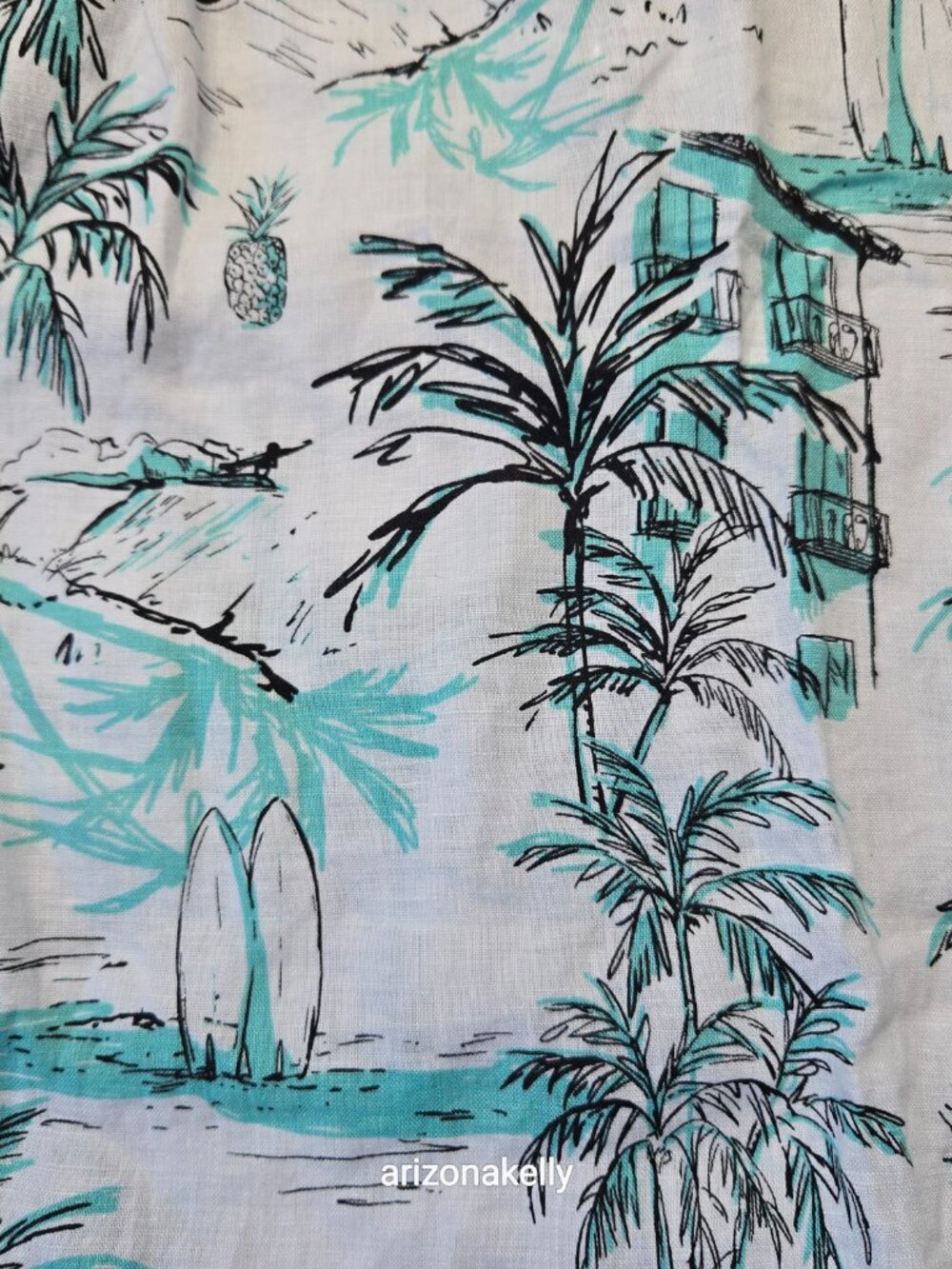 NWOT Linen Shirt XS Tommy Bahama Palm Tree Surfboard Beach Tropical - Picture 7 of 8